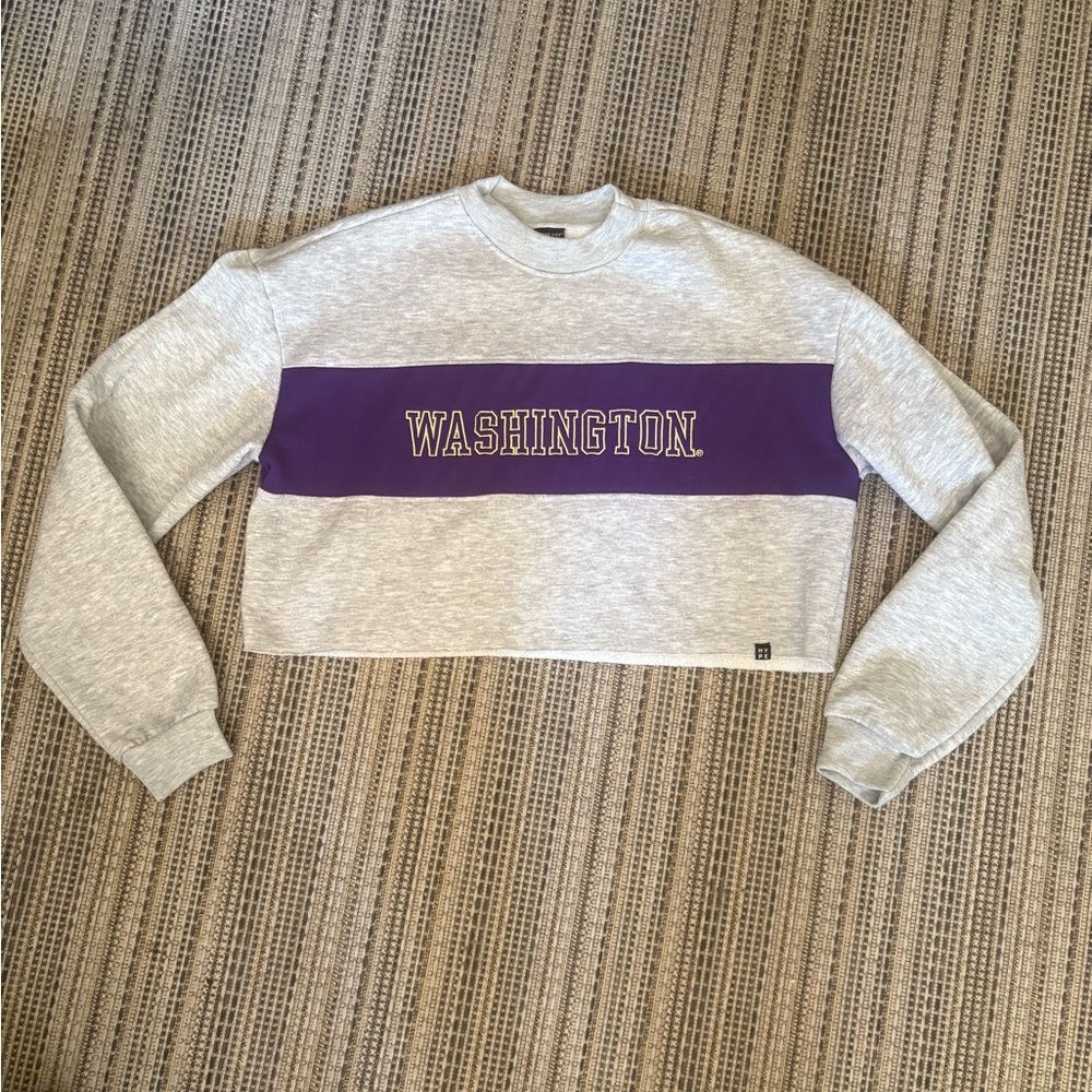 Washington Gray and Purple Cropped Sweatshirt